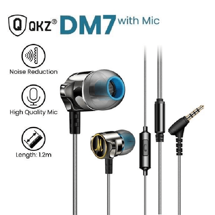 QKZ DM7 Zinc Alloy In Ear HiFi Earphone Stereo Bass Headset